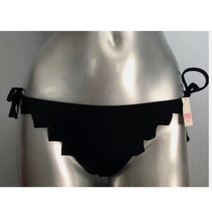 PINK Victorias Secret Nwt Black Triangle Scalloped Swim Bikini Bottom Small S